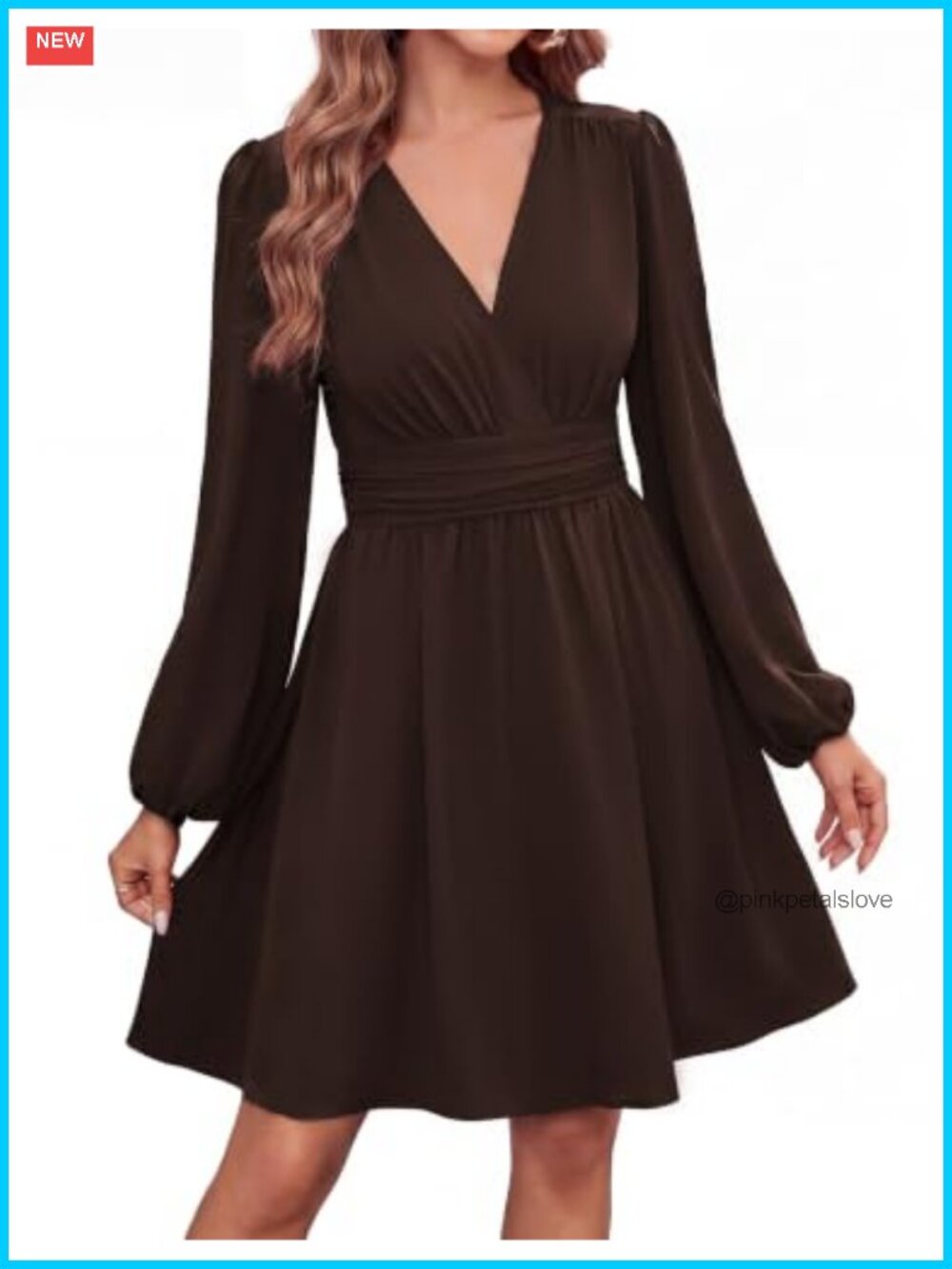 Long Sleeve Mini Dress V-Neck Empire Waist Cocktail Party